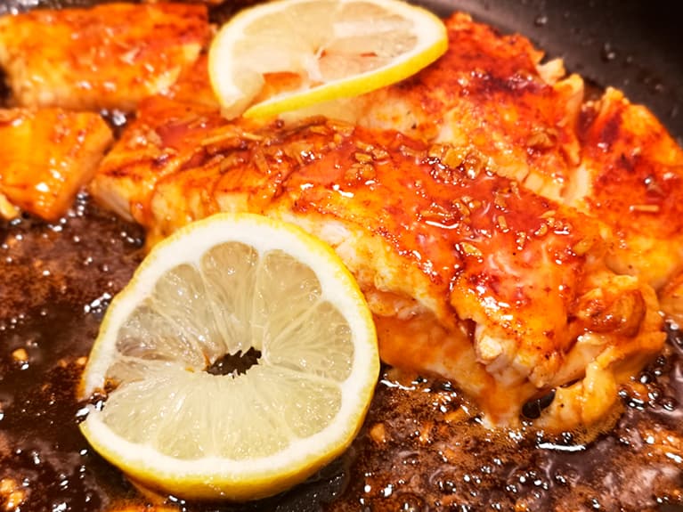 Step by step recipe: salmon with soy sauce, honey and lemon, step 7