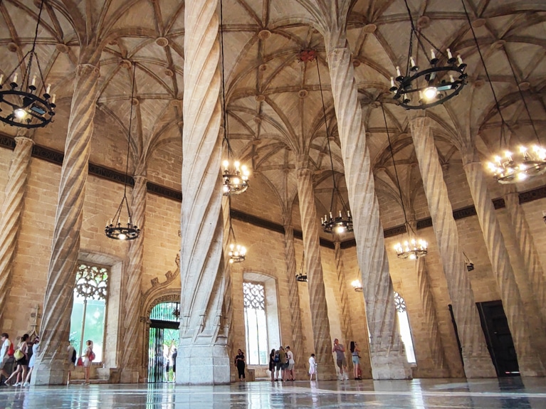 Wonder with the columns of Lonja de la Seda is another thing to do in valencia